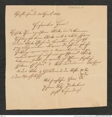 Nachlass Franz Steindachner, Brief von Johann Jackober an Franz Steindachner (20.04.1883), Inv.Nr. 253.01, Seite 1